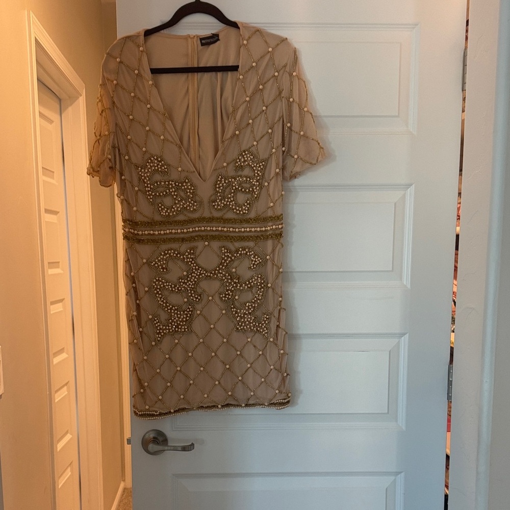 PrettyLittleThing Nude Embellished Body Con Dress